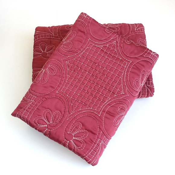 Other - Set of 2 Standard Bohemian / Old Hollywood Glam Red Satin Pillow Shams
